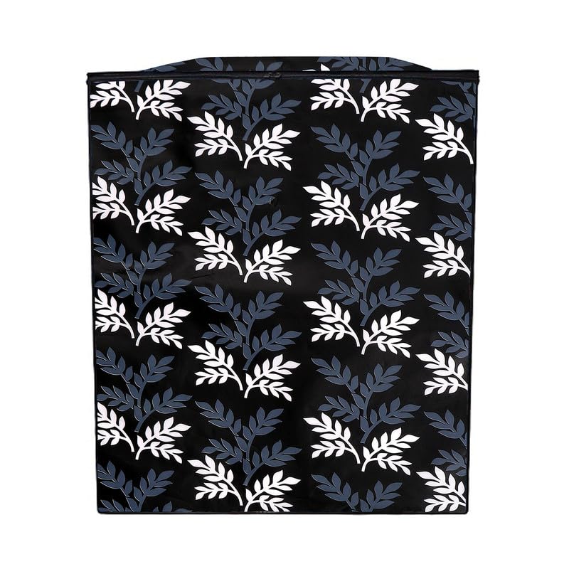 Image of PVC Printed Semi Automatic Washing Machine Cover Compatible For Samsung, Lg, Whirlpool 6Kg, 6.2Kg, 6.5Kg, 7Kg, 7.2Kg, 7.5Kg, 8kg, 8.5kg | Waterproof & Dustproof Cover, Black leaf.