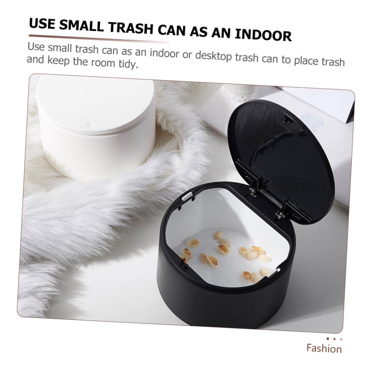 Gadpiparty 2pcs Mini Desktop Trash Can Pressing Wastebasket Small Office Garbage Bin for Home Bathroom Car Countertop Use, Black and White