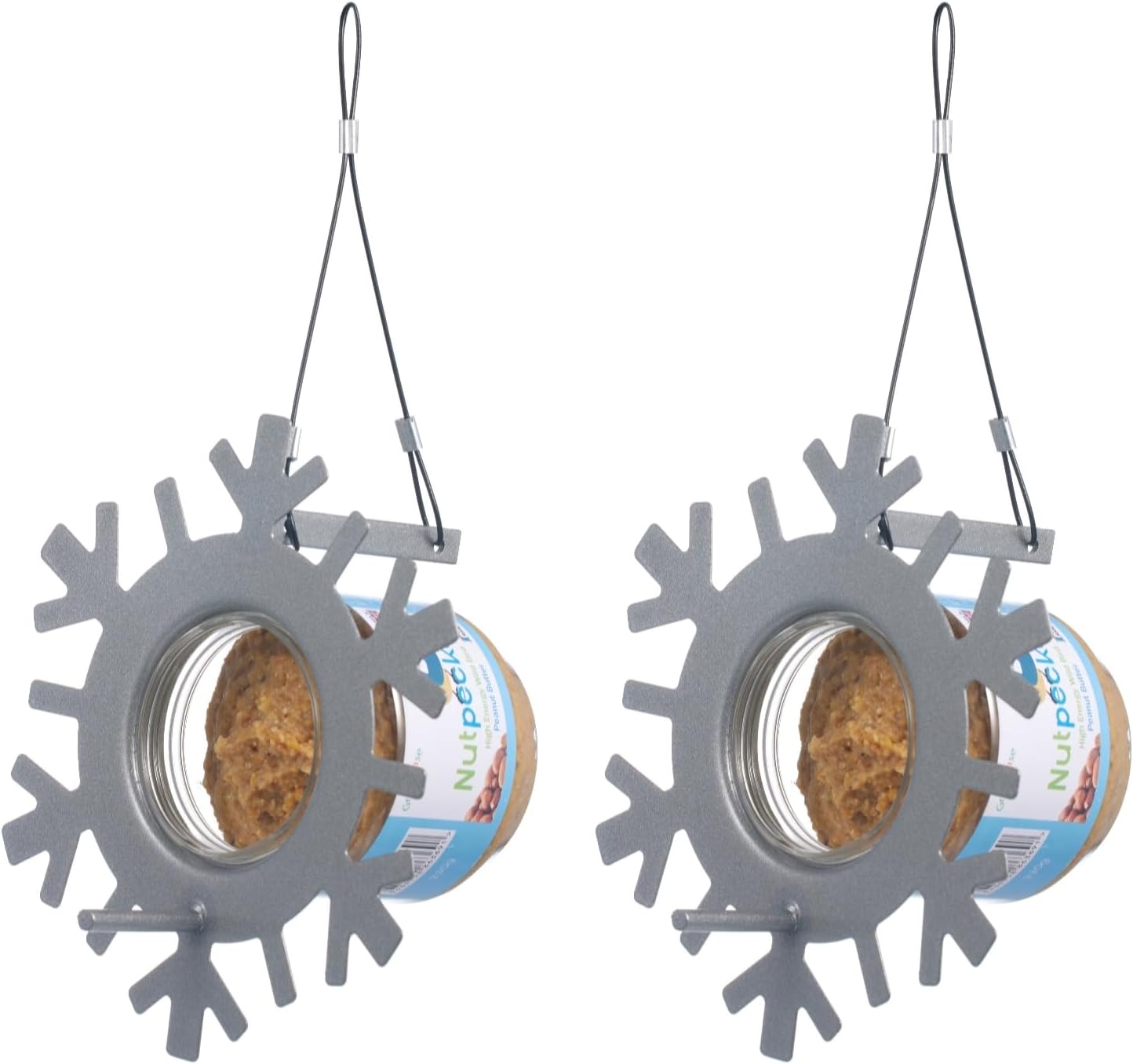 Grumpy Gardener Steel Snowflake Bird Feeder with Nutpecker Peanut