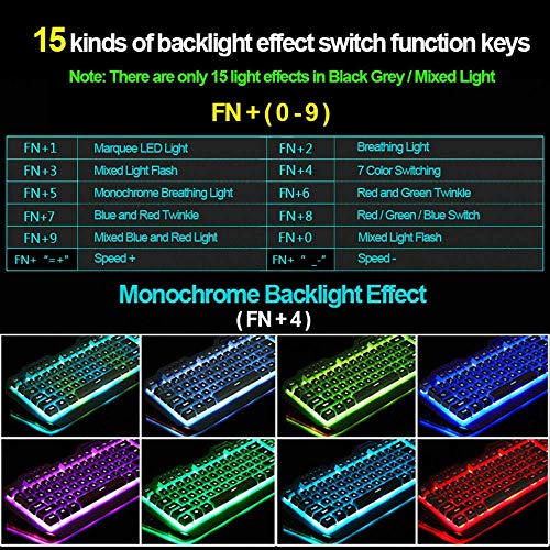 LexonElec Gaming Tastatur- und Mäusesets K618 Kabelgebundene RGB-LED-Hintergrundbeleuchtung 104 Tasten Handauflage USB-Gamer-Tastatur Metall + 2400 DPI Optische 6 Tasten PC-Spiel-Maus + Mousepad - Image 8