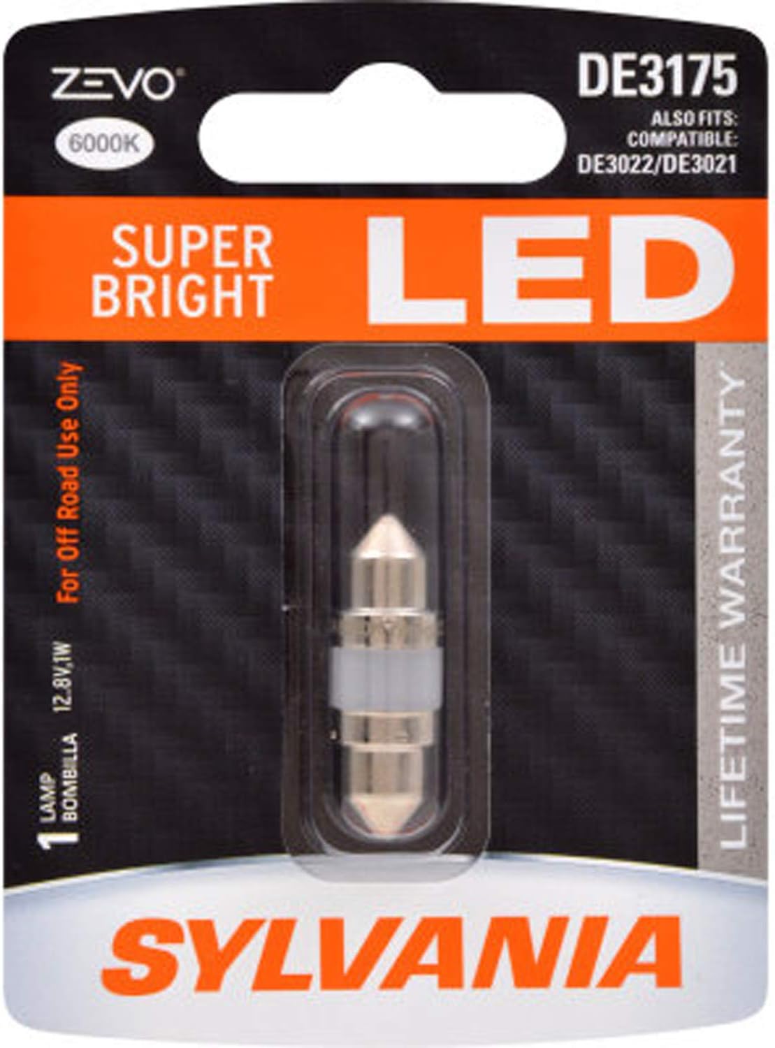 SYLVANIA - DE3175 31mm ZEVO LED Festoon White Bulb - Bright LED Bulb, Ideal for Interior Lighting - Map, Dome, Trunk, Cargo and License Plate (Contains 1 Bulb)