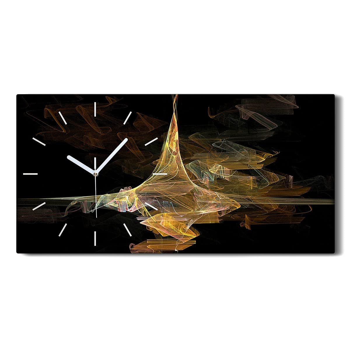 Horloge sur toile silencieuse pour chambre et salon au design moderne fractal Coloray 60x30