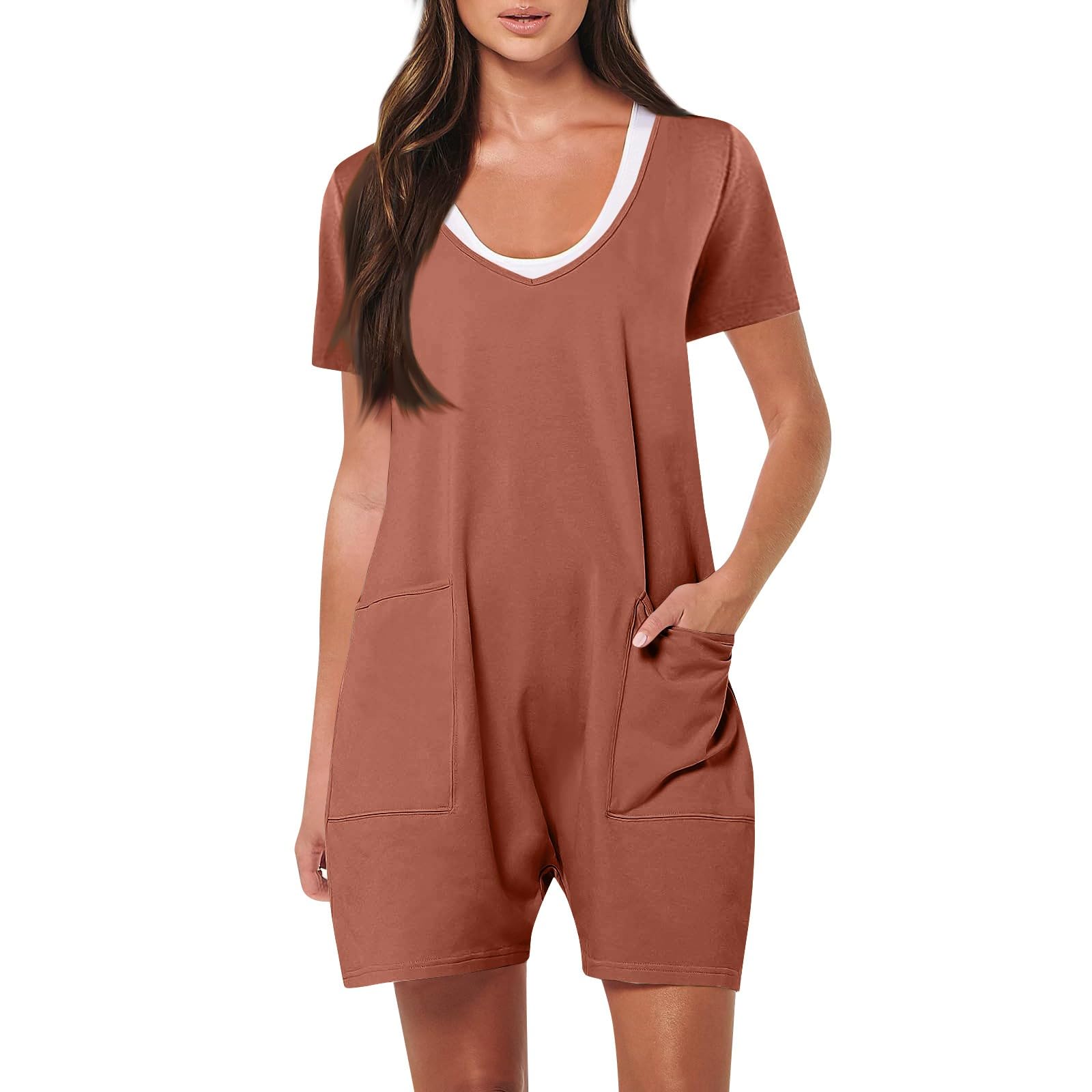 Summer Rompers for Women 2026 Spring Flowy Dressy Casual Jumpsuits Beach Comfy Linen Athletic Date Night Overalls