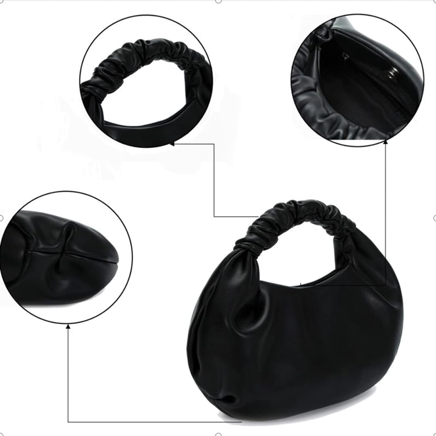 Mini Hobo Tote Bags for Women Soft Leather Clutch Purses for Women Cloud-Shaped Top Handle Bags