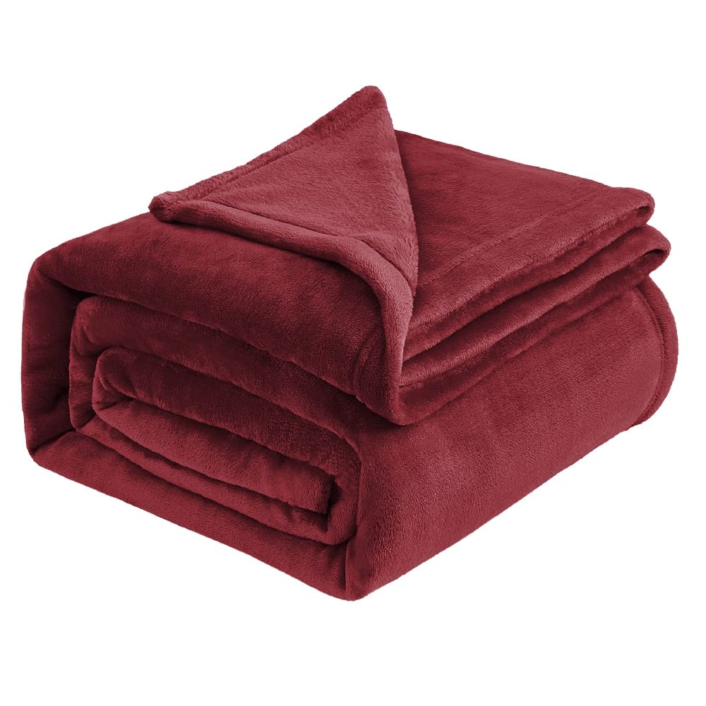 IR Imperial Rooms Fleece Blanket Large Throw - Burgundy, Queen 200X240 Cm