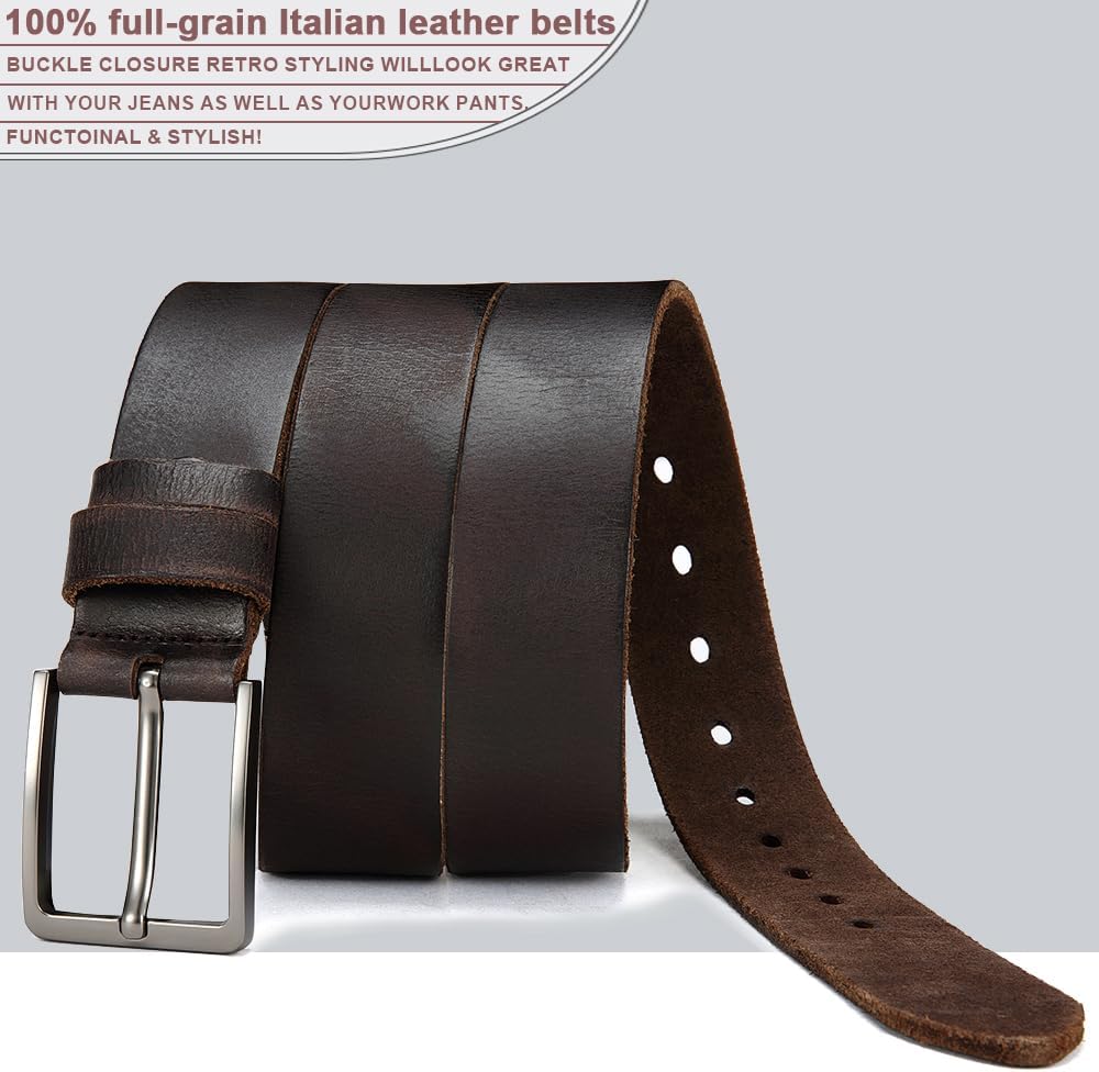 DOOPAI Men's Genuine Leather Casual Belt -Full Grain Leather Belt for Men- 1.5" Handmade Jeans Belt with Gift Box - Image 3