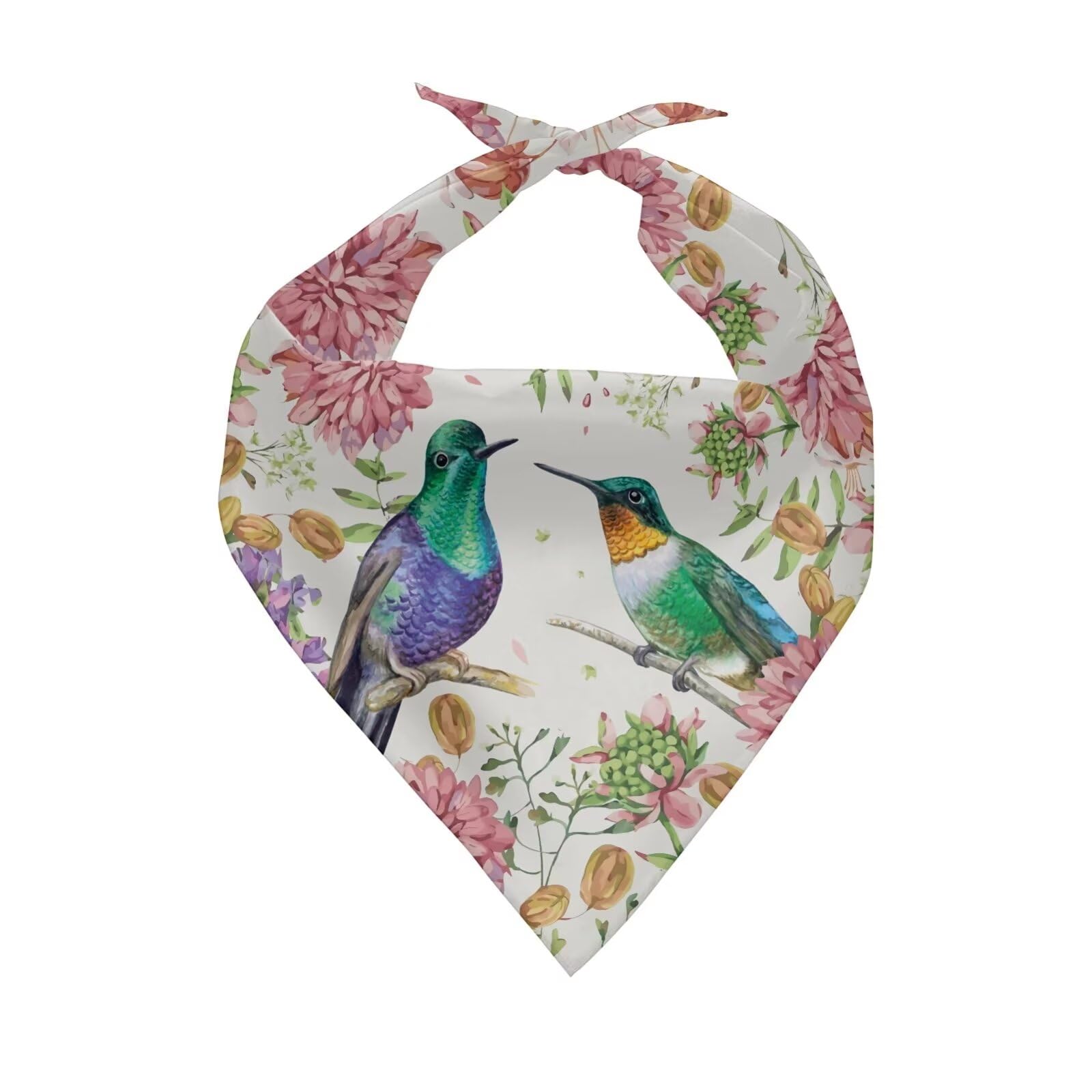 KEIAHUAN Hummingbird Flower Dog Bandana Washable Pet Neckerchief Triangle Dog Bibs Soft and Durable Holiday Scarf Accessories Reversible Bandana — image 1