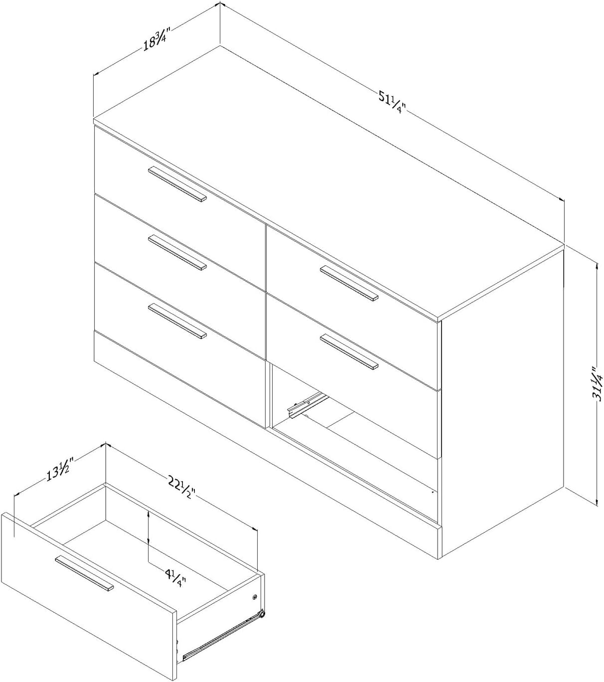 South Shore Step One Essential 6-Drawer Dresser Winter Oak, Contemporary