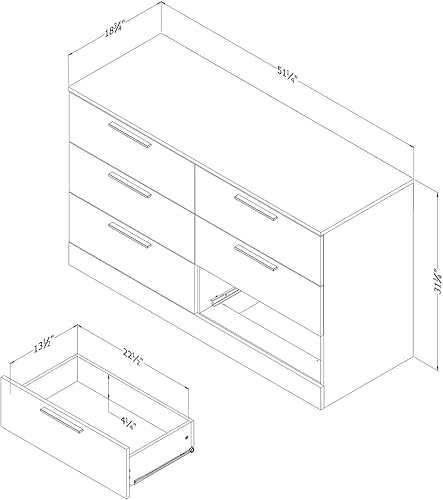 Miniatura 9 de South Shore Step One Essential - Cómoda doble con 6 cajones, color roble gris