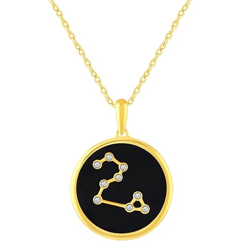 Zodiac Horoscope Sign Pendant Necklaces for Women Gold Plating Coin Disc Astrology ...