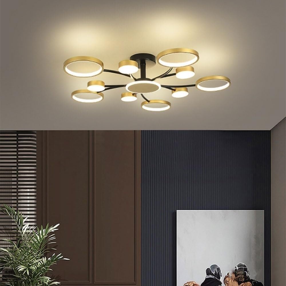 Genérico Luces de techo de muchas cabezas Lámpara de techo LED de lujo Acrílico dorado Lámparas cercanas al techo Compatible con cafetería Comedor, Luz interior