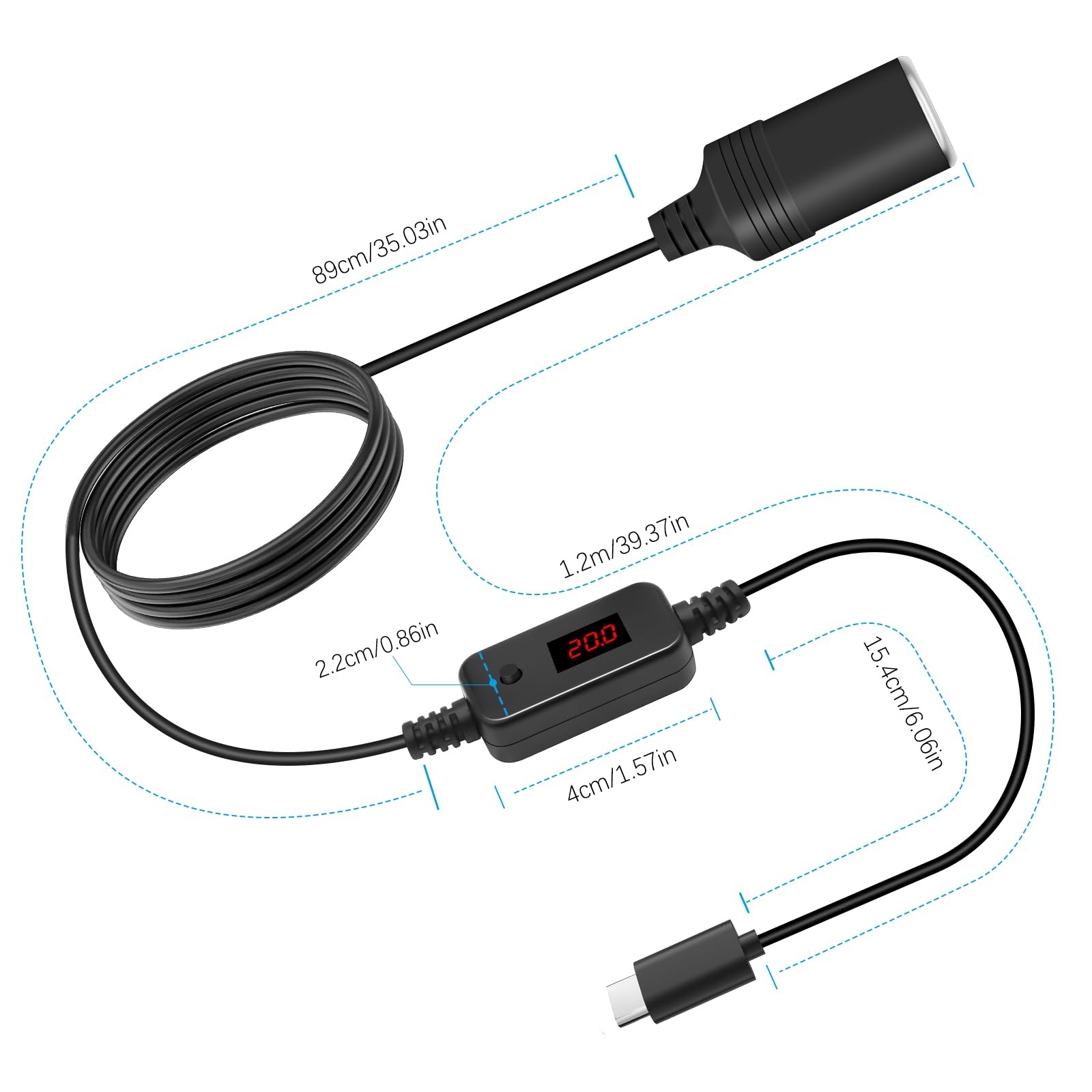 Adapter USB C 12V 60W do Auta, Dashcam, GPS