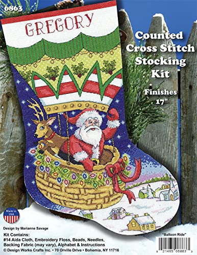 Image of Design Works Crafts Balloon Ride Counted Cross Stitch Stocking Kit