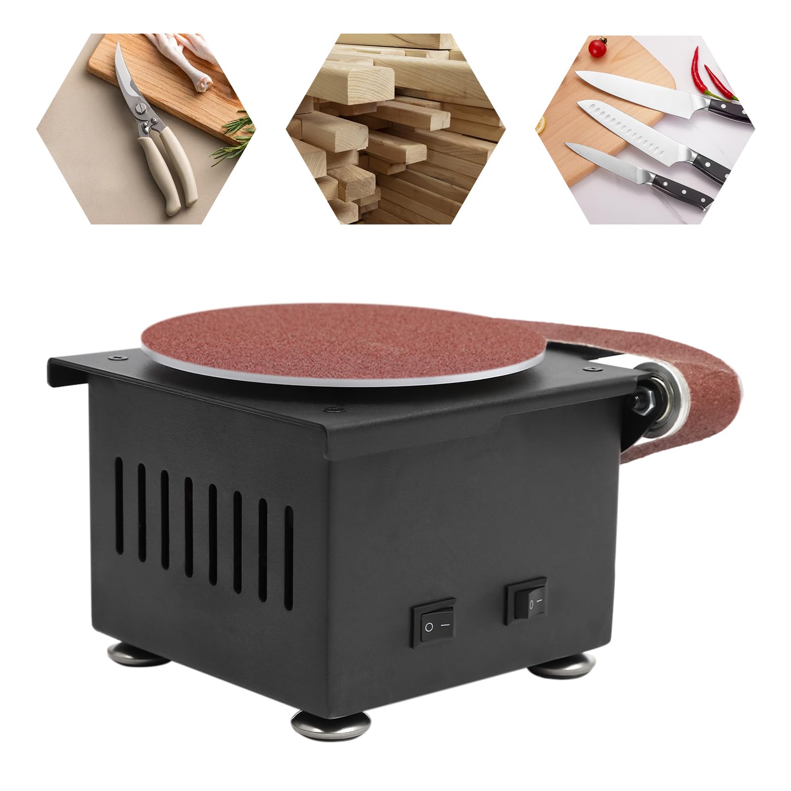 Mini Belt Disc Sander 6-Inch Sanding Disc and 1.2 x 15-Inch Sanding Belts Small Spindle Sander Machine for Wood Metal Stone Diy Grinding