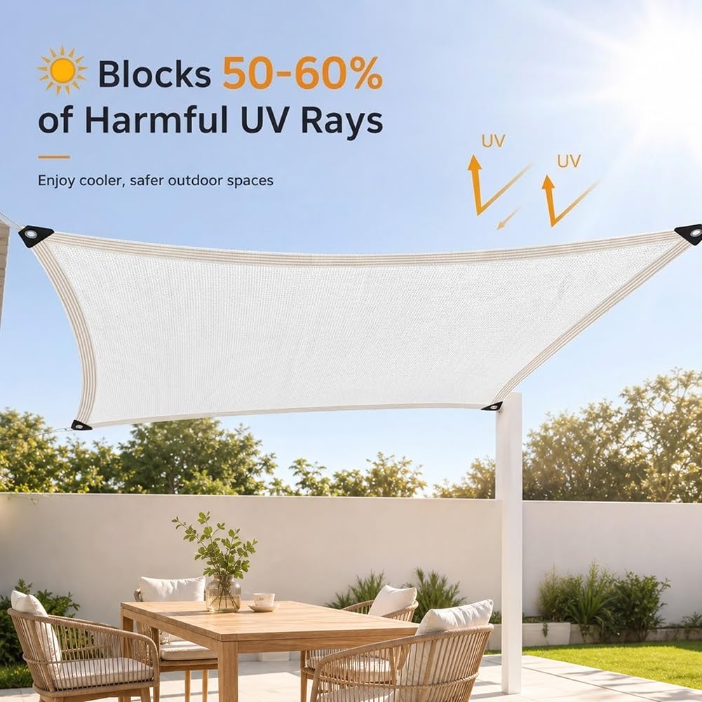 Malla de Sombreo HDPE con Ojales, 50-60% Red de Sombra para Jardín y Patio | Toldo Vela de Sombra Protección UV para Pérgola Invernadero, Tela de Lona Sombreo Transpirable y Permeable al Agua(5x8.50m)