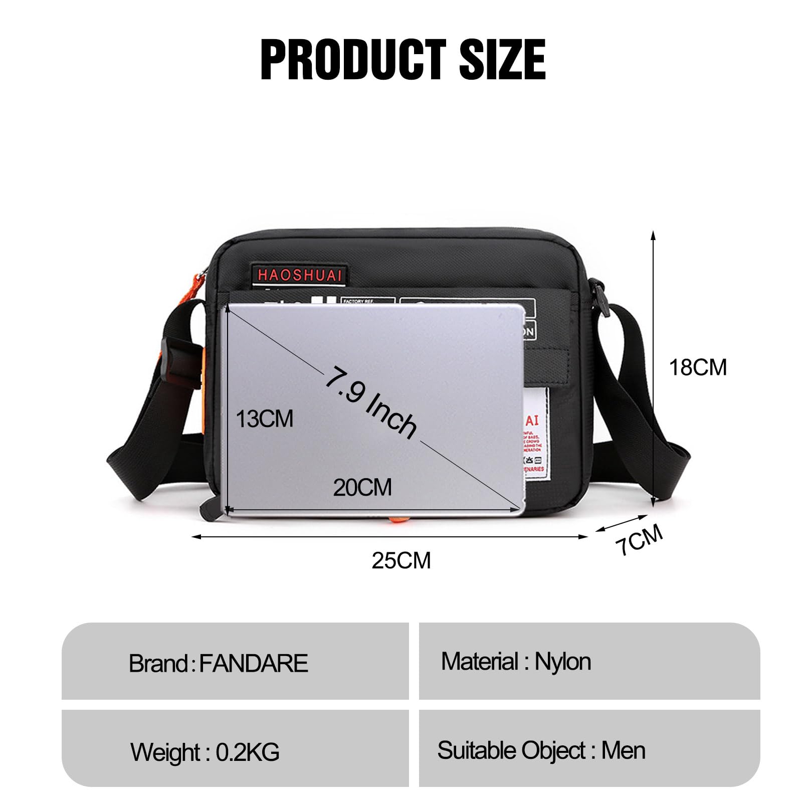 FANDARE Unisexe Sac à Bandoulière Femmes Sacoche Téléphone Portable Homme Sacs portés épaule avec Bandouliere Réglable Besace Porté Voyage Portefeuille Crossbody Bag Sacoche Messenger