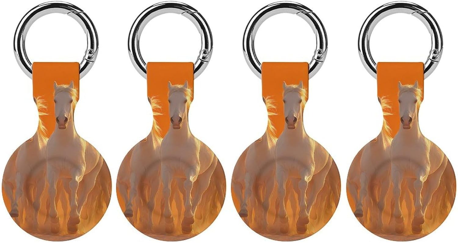 Running Horse Sunset Dust Case Compatible with AirTag Holder Cover with Keychain Ring for Bags Luggages