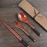 comprar cepillo pelo de madera Juego de cubiertos de madera saludable y reutilizable: madera de hierro natural, recubierta con aceite vegetal, completamente ecológica, no contaminante.