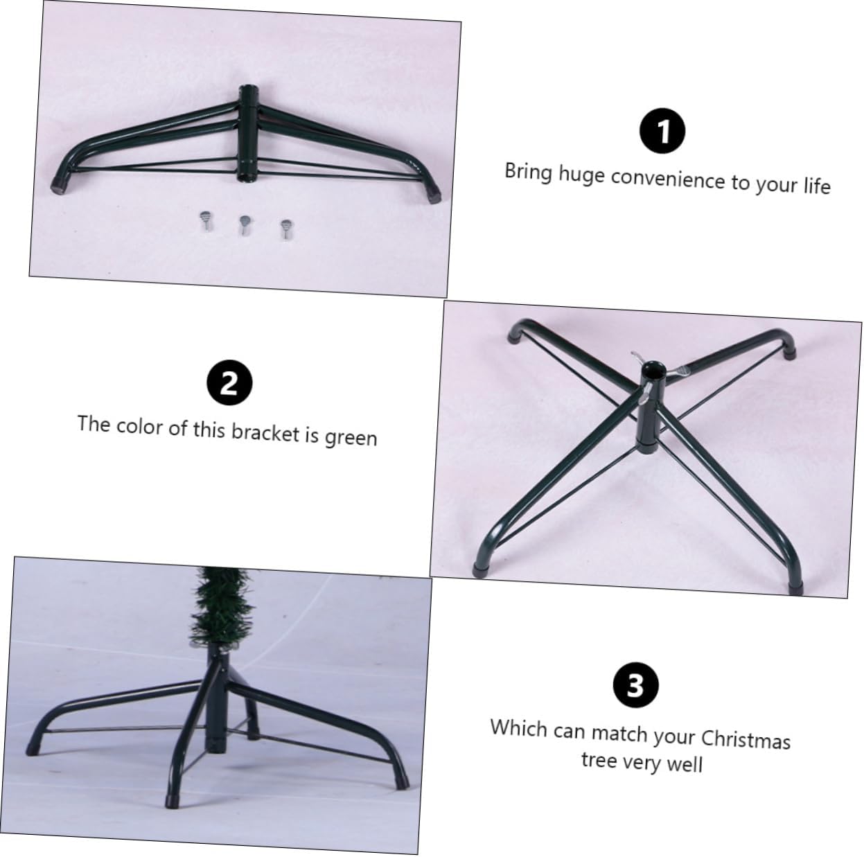 2pcs Metal Xmas Tree Stands Support Christmas Tree Brackets Design for Home Decoration and Holiday Parties