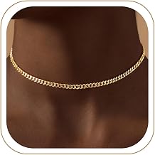 WomenGifts Cuban Link Chain Necklace for Women, Waterproof 14k Gold Silver Plated Chain Choker, Non Tarnish Stainless Steel Jewelry, 3.5/5/6/8/11mm,12.8/14/16/18 Inch Thin&Chunky&Thick