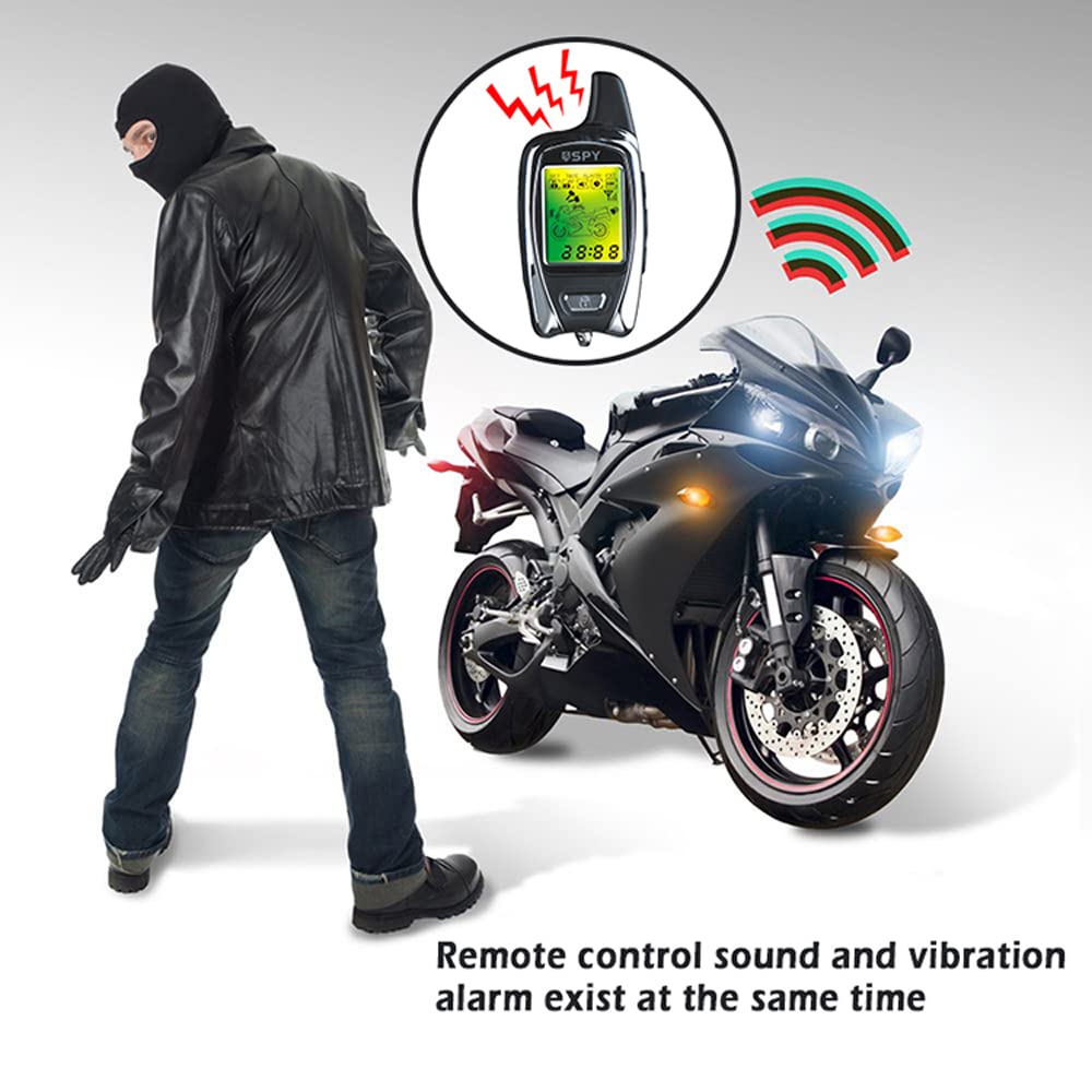 Irfora Sistema di allarme antifurto moto allarme LCD a 2 vie, telecomando senza fili, startsp, con telecomando, clacson, luce LED per moto da 12 V