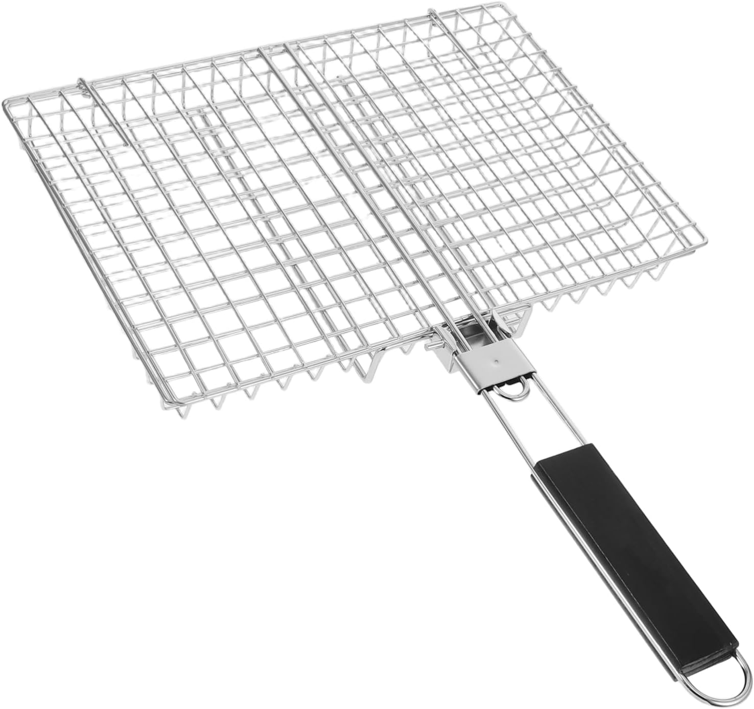 Portable Bbq Tool with Heat Insulated Handle for Fish Chicken and Vegetables for Outdoor Camping and Picnics