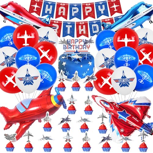 52 peças decoração de aniversário aviões, balões de aniversário aviões 3 anos, decoração para festas de aviões, decoração bolos Banner aviões aniversários para crianças festa de suprimentos