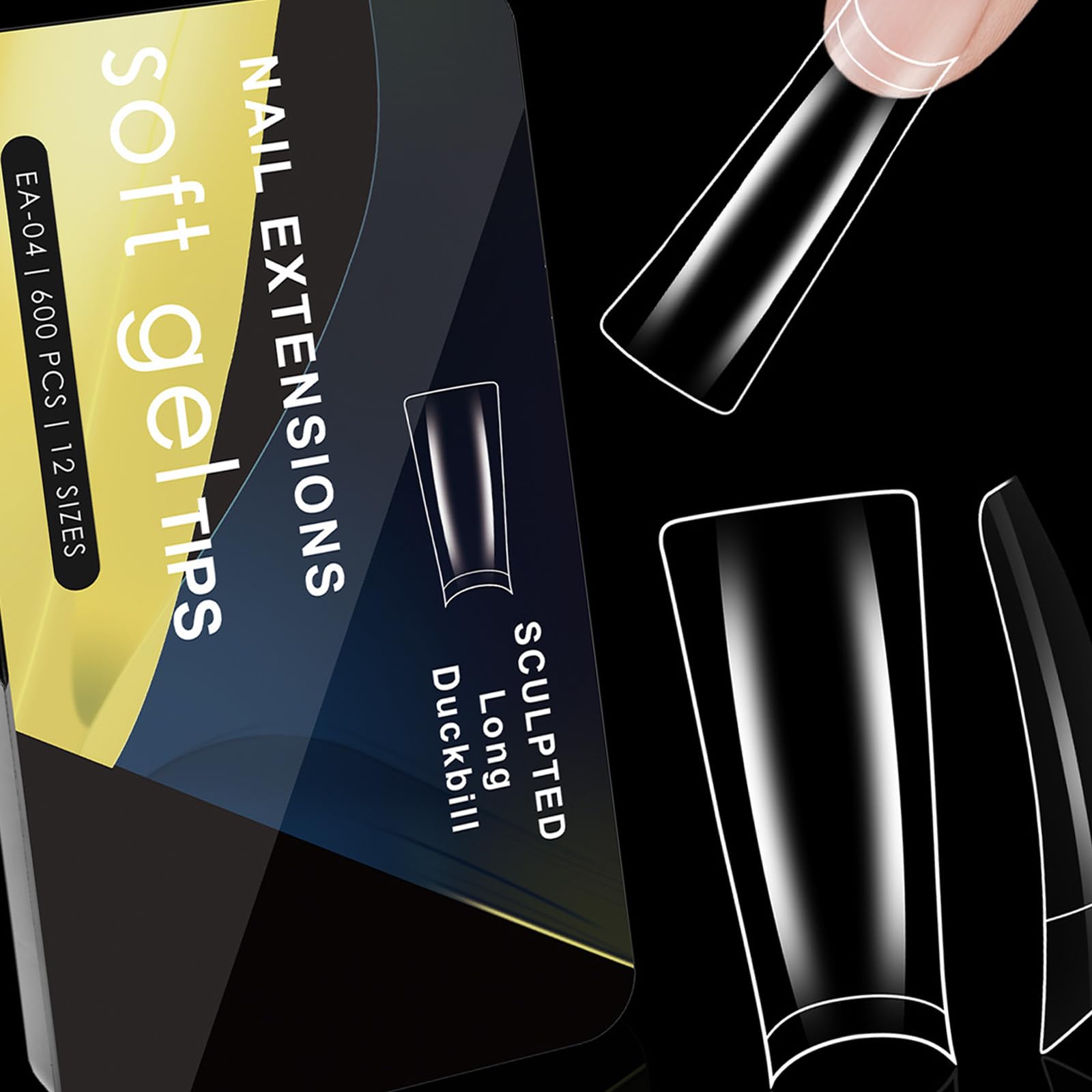 600 piezas de uñas de gel transparentes con forma curva falsa para manicura, media cubierta, francés, anchas, francesas
