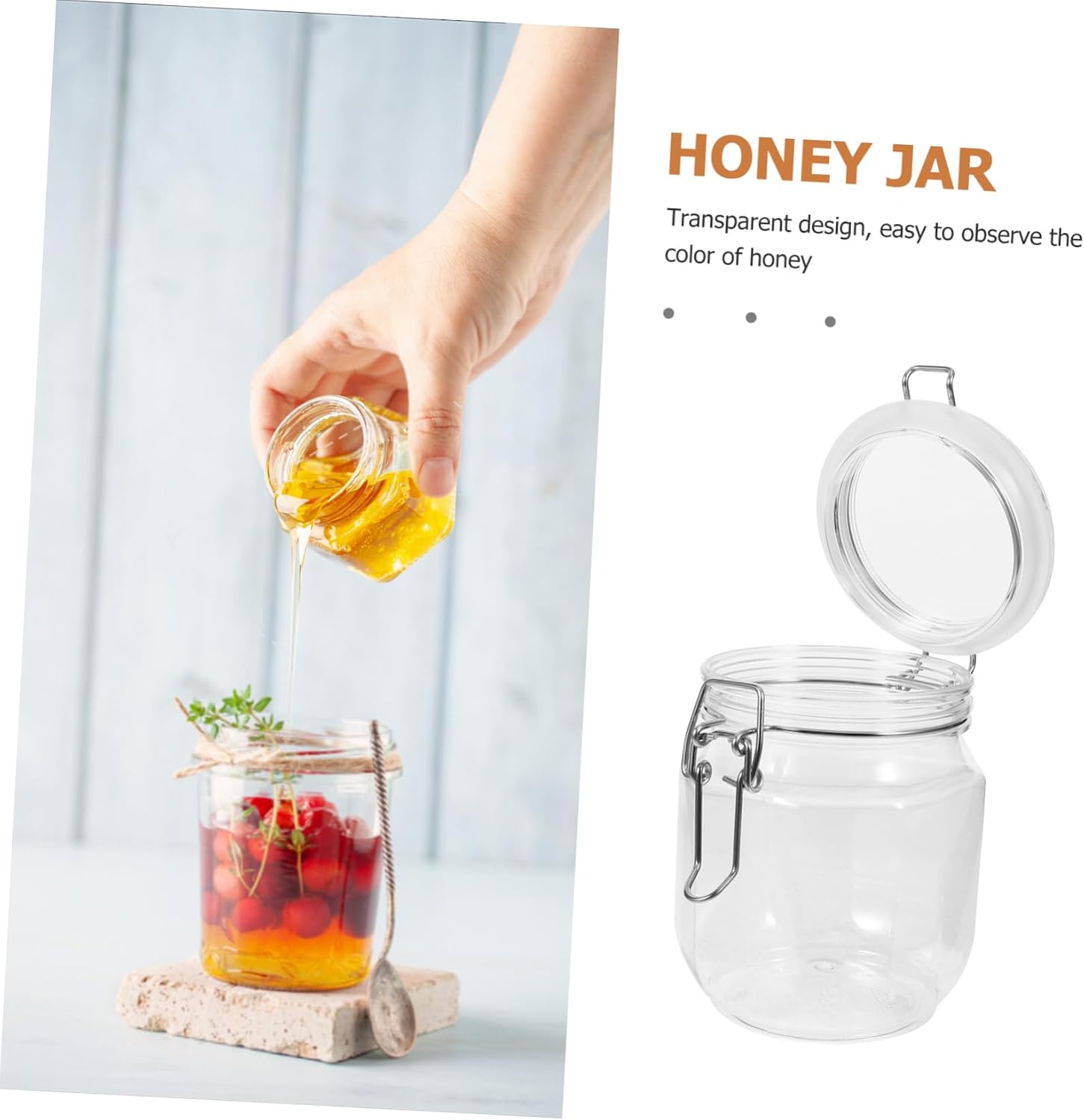 SOLUSTRE Honey Jar Large Storage Honey Pot Kitchen Home Syrup Container for Kitchen Bar Bakery