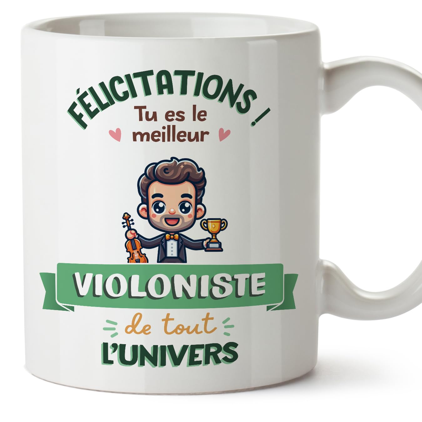 MUGFFINS Violinist Man Mug - in French - Meilleur Univers Trophée - Funny Gift for Colleagues - Ceramic 11oz Mug — image 1