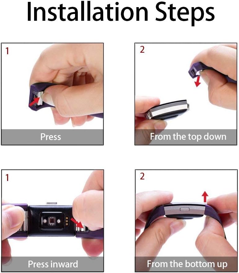 POY Replacement Bands Compatible for Fitbit Charge 2, Special Edition Adjustable Sport Wristbands, Large Plum plum Large