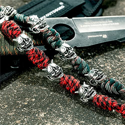 Vintage Noh Mask Bangle Mens Handmade Japanese Demon Adjustable Survival Rope Bracelets Amulet Pendant Jewelry #TOP5