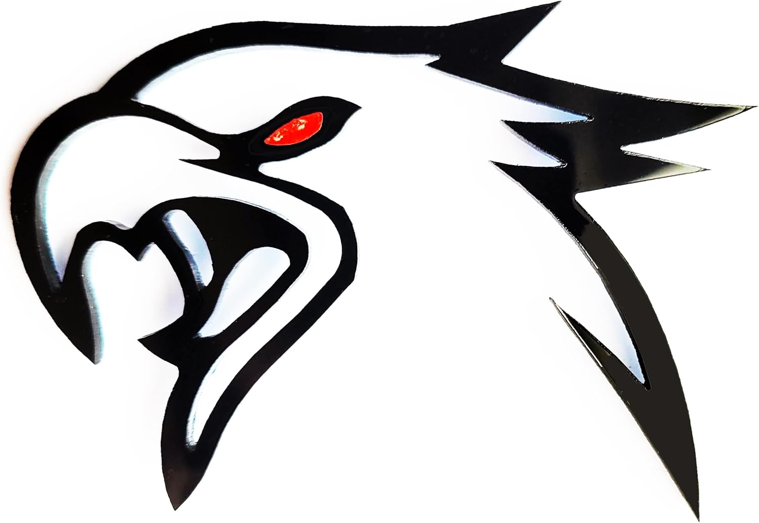 2X Hawk Bird Hellhawk Redeye Emblem Logo Compatible with Grand Cherokee Trackhawk SRT (4.3" x 3", Eye Color Red)