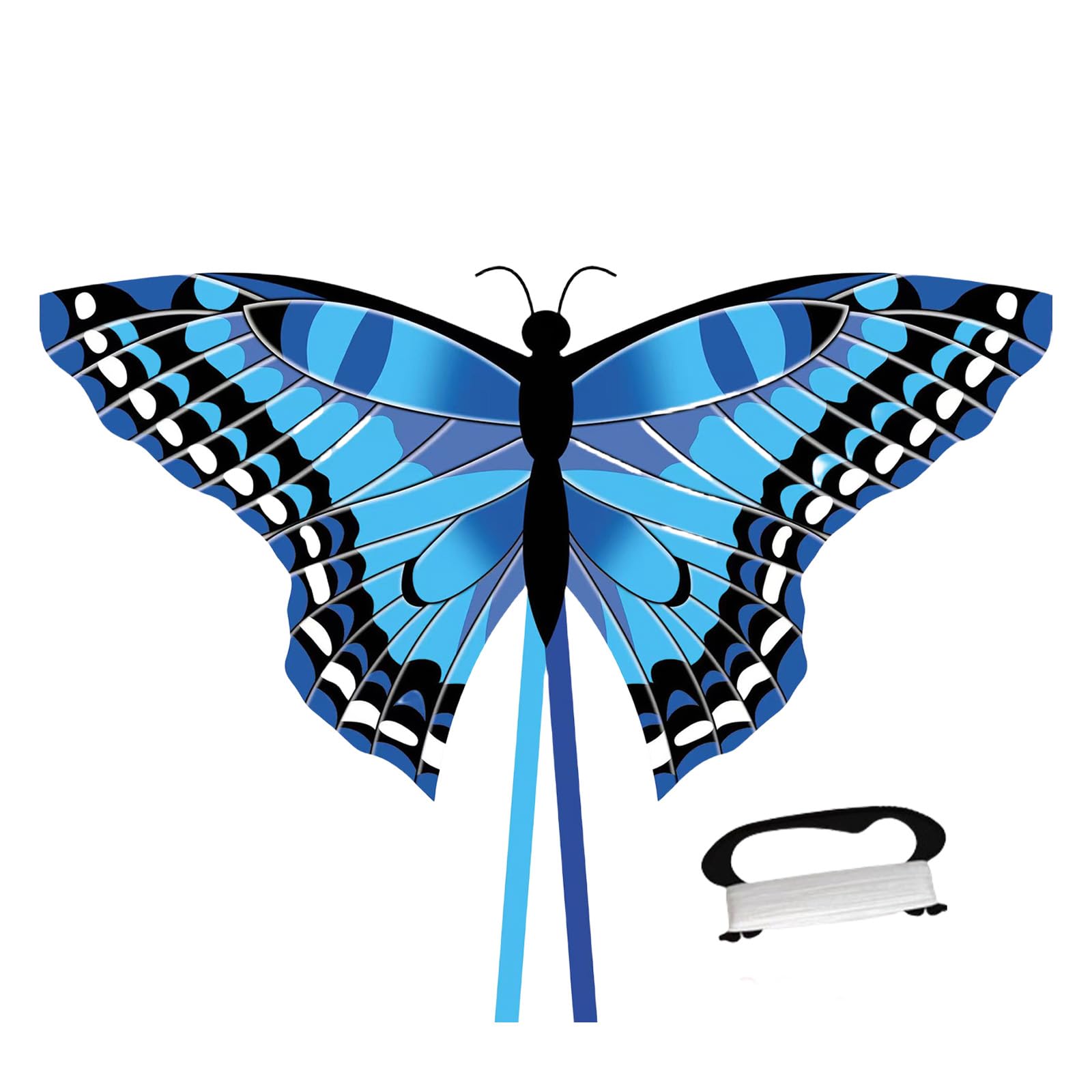 AYNKH Butterfly Kites for Adults Kids Ages 4-8 Kites with Colorful Tail Easy to Fly with Handle and Line for Beginners Beach Outdoor Activities Park Trip (Blue)