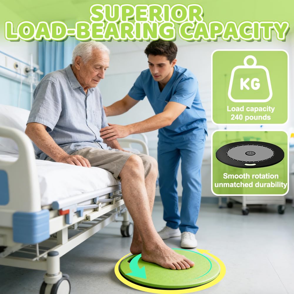 Ausili per Disabili, HOVCEH Disco Girevole Antiscivolo Trasferimento per Pazienti Allettati Fino a 120 kg, Turntable Transfer Aid Girevole a 360° per Mobilità Trasferimento