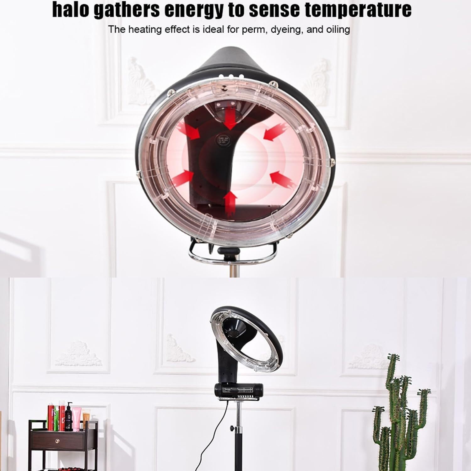 Hair Perm Color Accelerator Processor, Professional Salon Hair Dryer Orbiting Hair Dryer, Temperature Height Adjustable, for Color Processor Salon SPA Home Hair Care(Hanging)