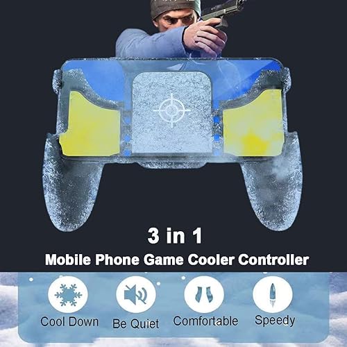 Miniatura 2 de Mobile PUBG Game Controller Handle Grip With Cooling Fan Triggers Phone L1R1 Trigger Cooler Gamepad With Radiator For Phone iPhone Android iOS