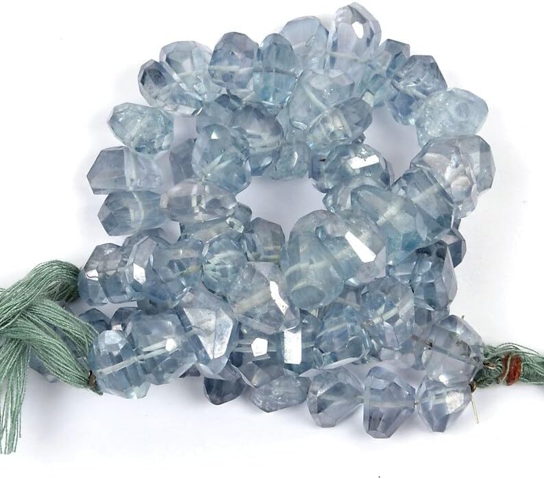 Miniatura 4 de Cuentas facetadas de cuarzo azul natural natural de 0.472-0.591 in, 8 pulgadas de largo, cuentas de piedras preciosas para collar y pulsera