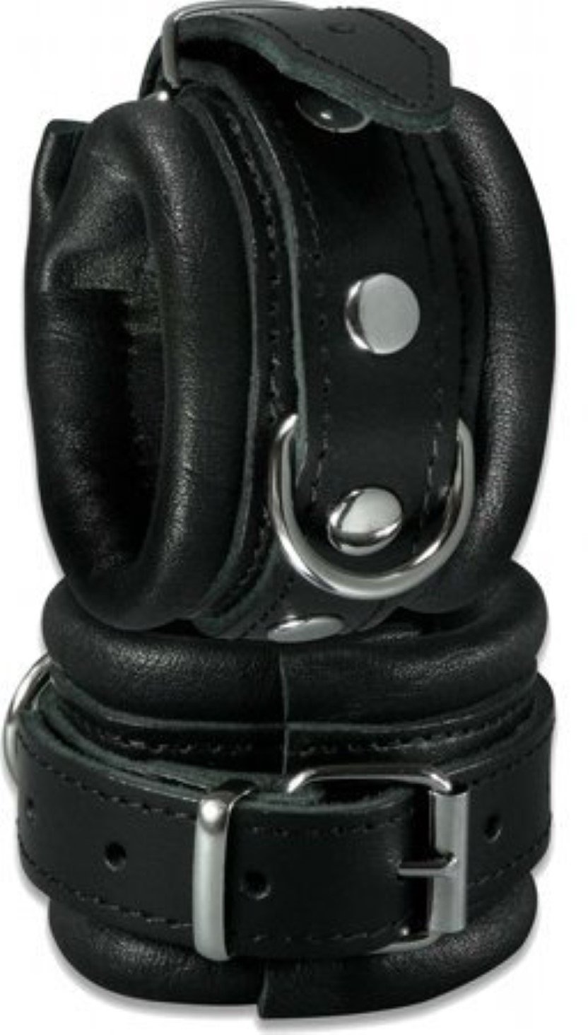 BDSM Bondage Leder Set Fesselset schwarz mit Ketten, gepolstert
