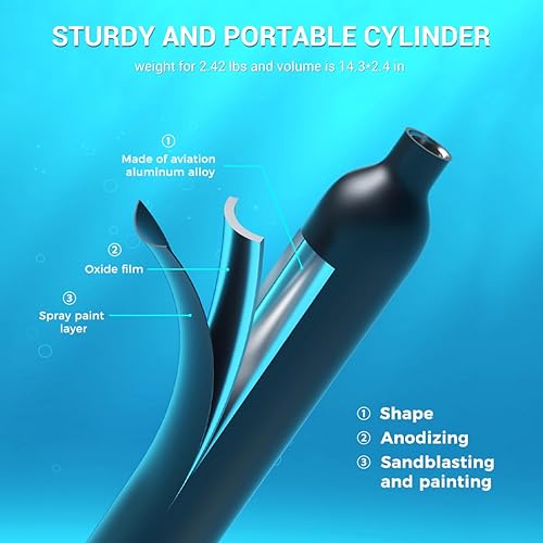 Miniatura 5 de SMACO Mini tanque de buceo doble 0.5L cilindro de buceo proporciona 6-10 minutos de respiración bajo el agua (no más de 33 pies) Kit de tanque de