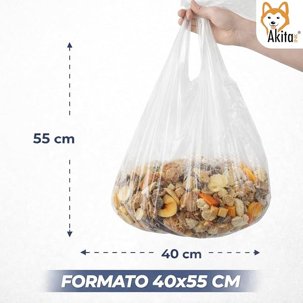 AkitaInk Sacchi Nettezza 40x55 cm con Manici, 180 Sacchetti Colorati Resistenti e Antiforo, 6 Rotoli da 30, Ideali per Bagno, Cucina e Ufficio (Trasparente) - 5