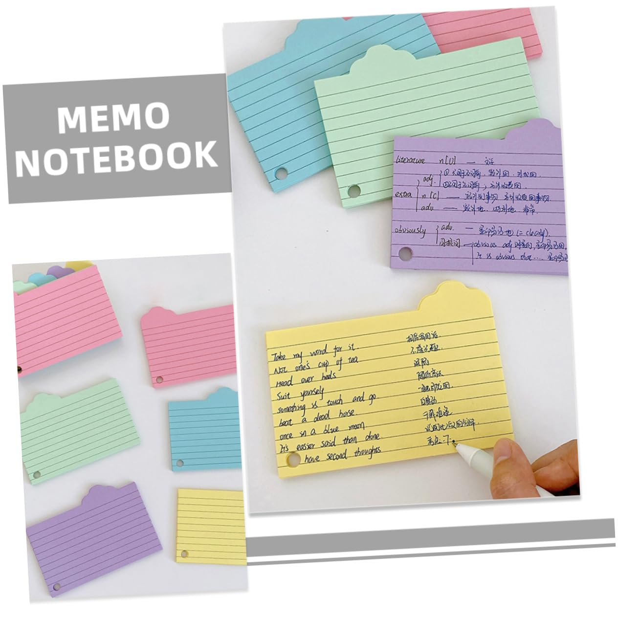jojofuny 5 Ensembles Livre De Vocabulaire Sur Papier À Notes Étude Non Doublé Éducatif Révision Avec Cartes Vierges Fiches Colorées Cartes Flash Pour Étudier Cartonné 125 Feuilles*5