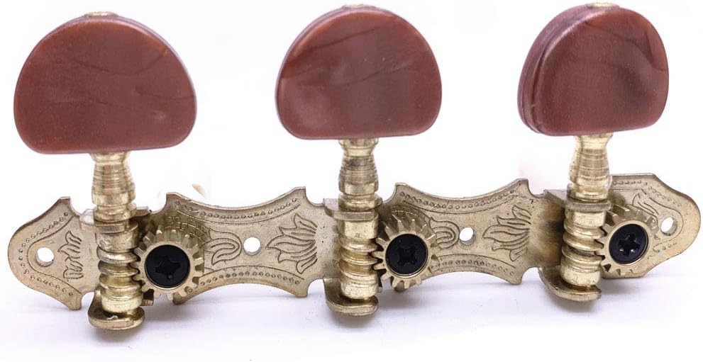 Jiayouy 2Pcs Classical Guitar String Tuners Keys Machine Heads Tuning Pegs 3 Left 3 Right with Mount Screws - Agate Brown Buttons Type B : Musical Instruments