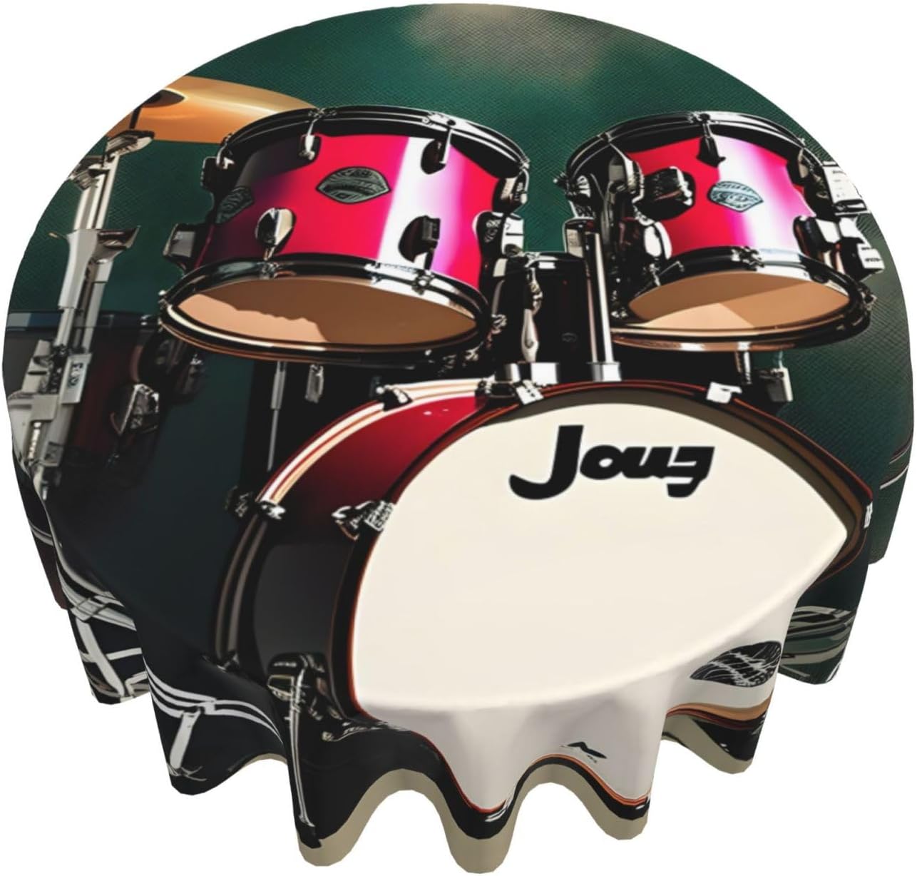 Jazz Drum Print Wrinkle Free Dining Table Cover for Birthday Party Farmhouse Tablecloths Up to 60 x 60 Inches