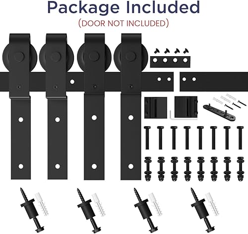 Miniatura 5 de SMARTSTANDARD Kit de herrajes para puerta corrediza de granero de 5.5 pies  para puertas dobles de madera  pista única  Suave y silenciosamente