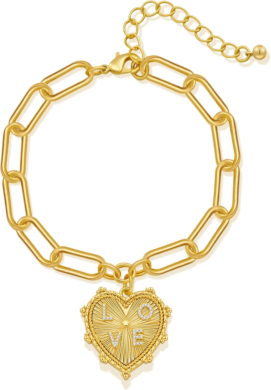 Pearl Bracelets For Women Gold Plated Chain Link Bracelets Bow Heart Charm Bracelets