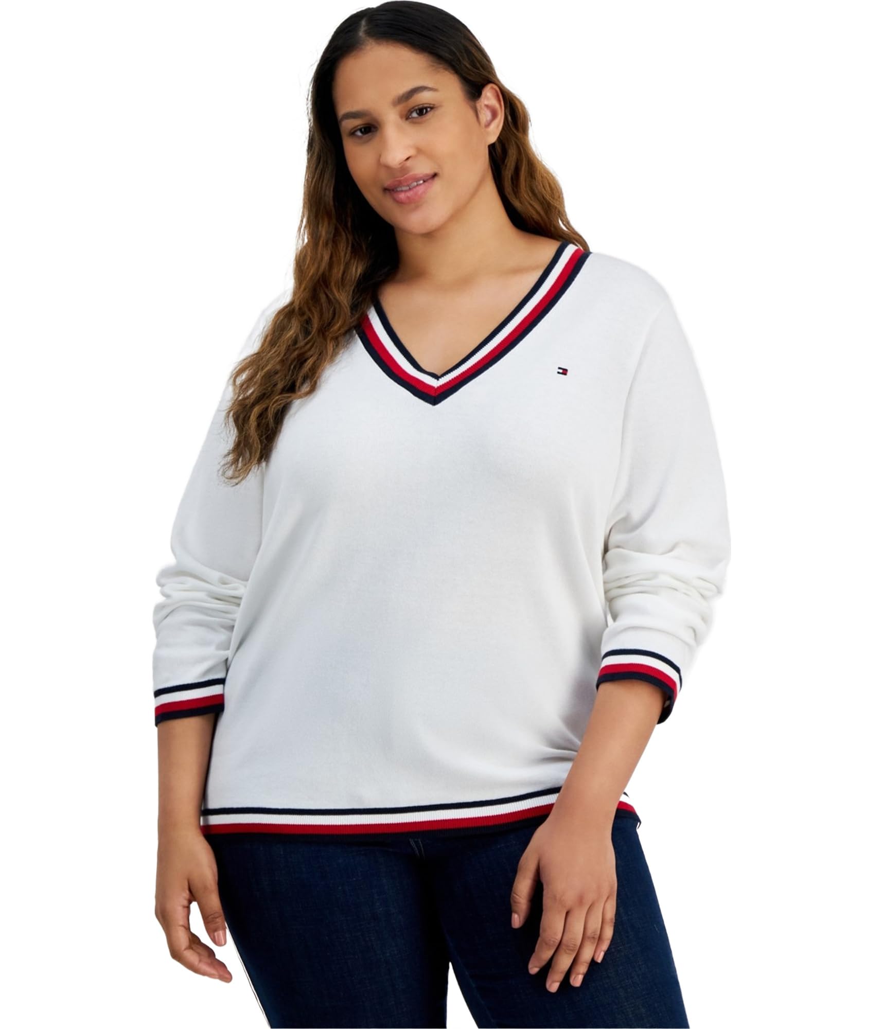 Tommy Hilfiger Womens V-Neck Pullover Sweater
