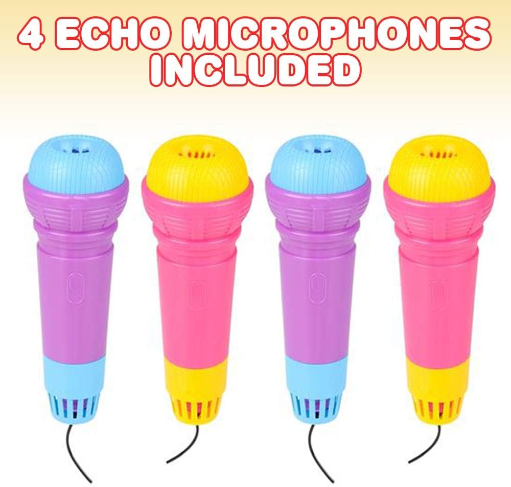ArtCreativity Large Echo Microphones for Kids, Set of 4, Wireless Karaoke Mics for Children with Echo Effect, Durable and Lightweight Music Toys, Fun Supplies for Birthday, Picnic, BBQ, or Party