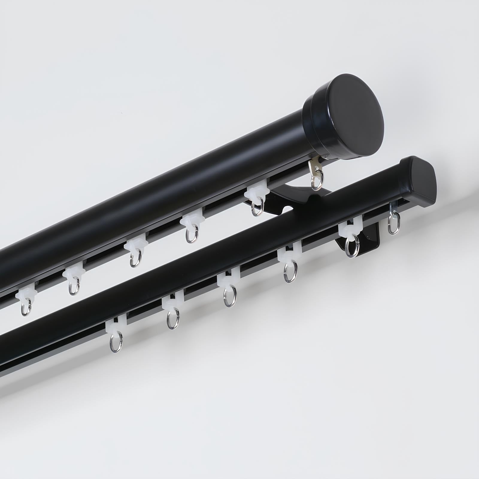 Ensemble de rails de rideaux en aluminium noir au design épuré