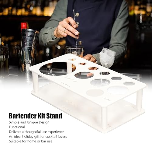 Miniatura 5 de TOPINCN Kit de barman soporte de plástico para barman soporte de herramientas de bartending blanco ahorro de espacio organiza almacenamiento para